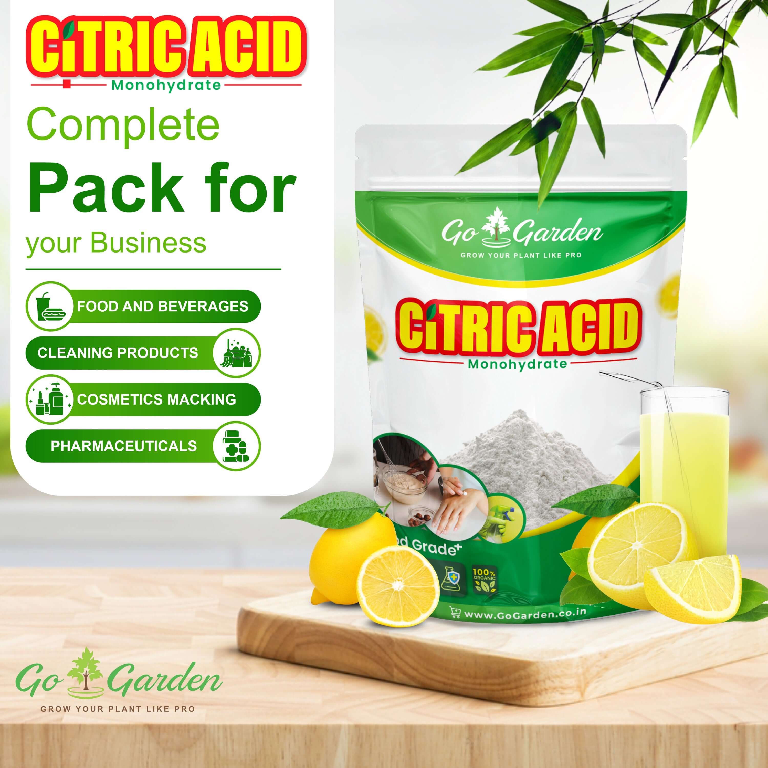 Go Garden 100% Pure Citric Acid Powder for Cleaning