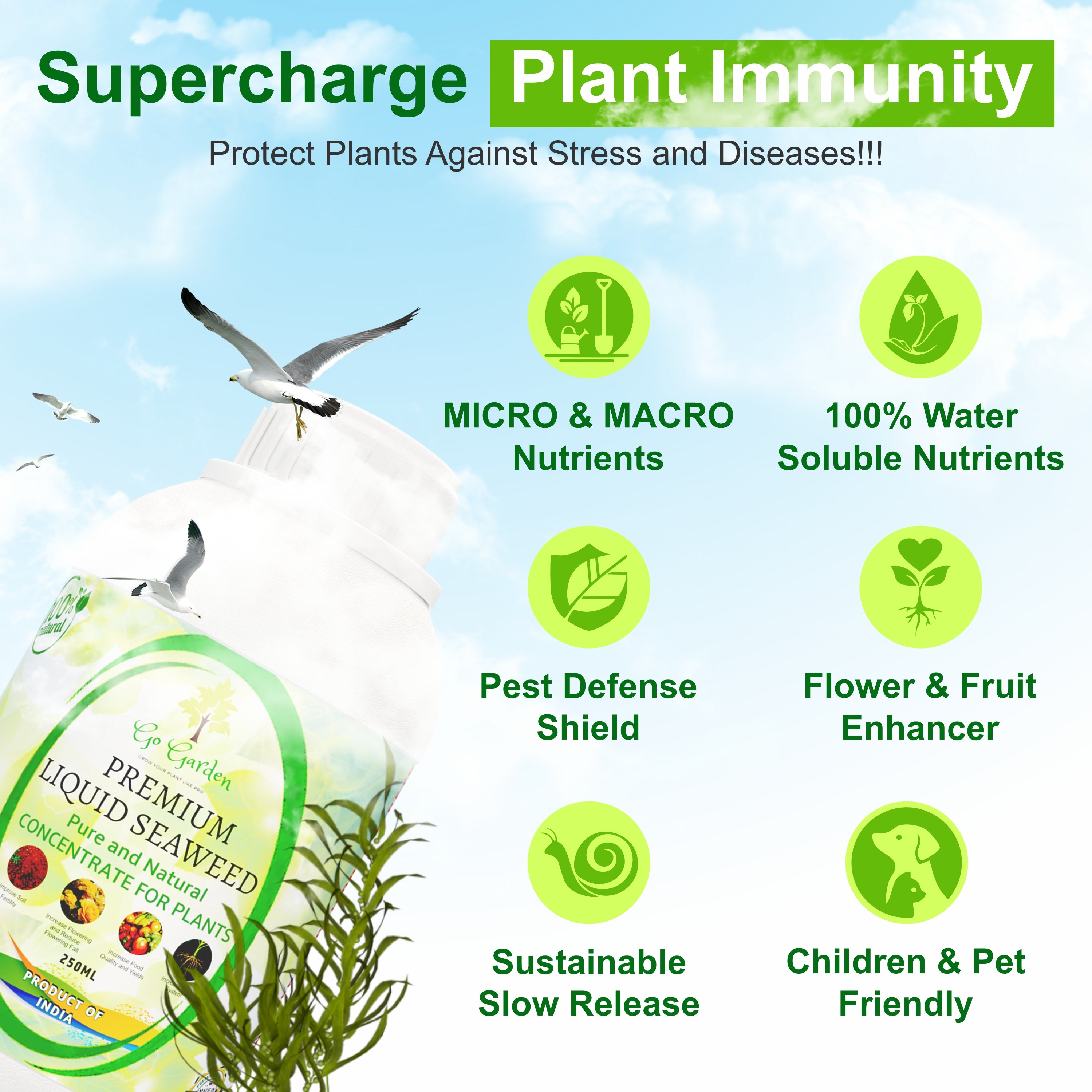 Seaweed Fertilizer for Plants Liquid Concentrate 100% Organic Fertilizer for Plant and Garden Purpose 250ML