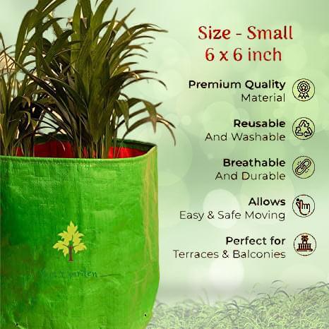 Go Garden HDPE  Gardening Green Grow Bag for Vegetables Fruits Flower, Pack of 10 Grow Bag