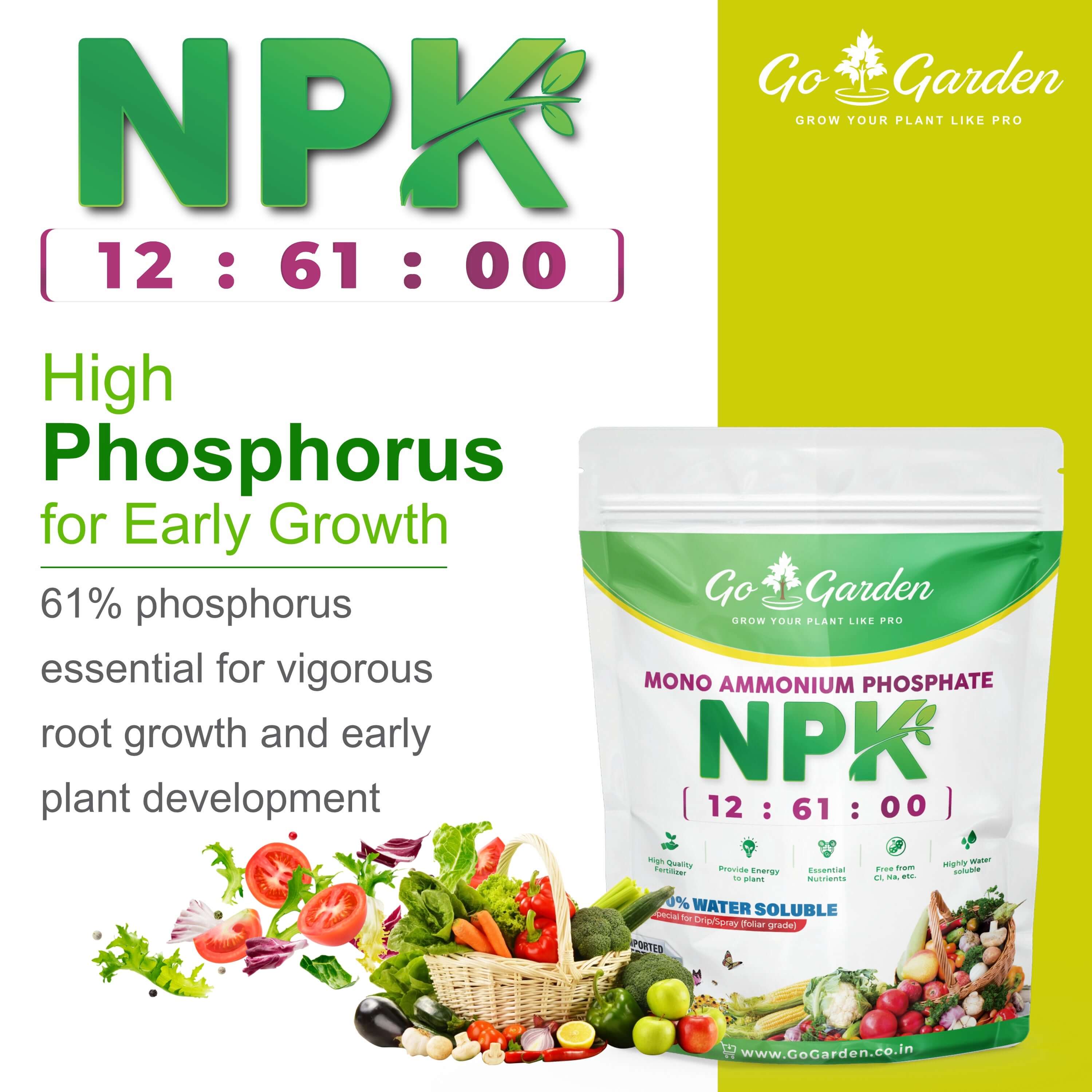 Go Garden MAP Mono Ammonium Phosphate NPK 12-61-00 Fertilizer