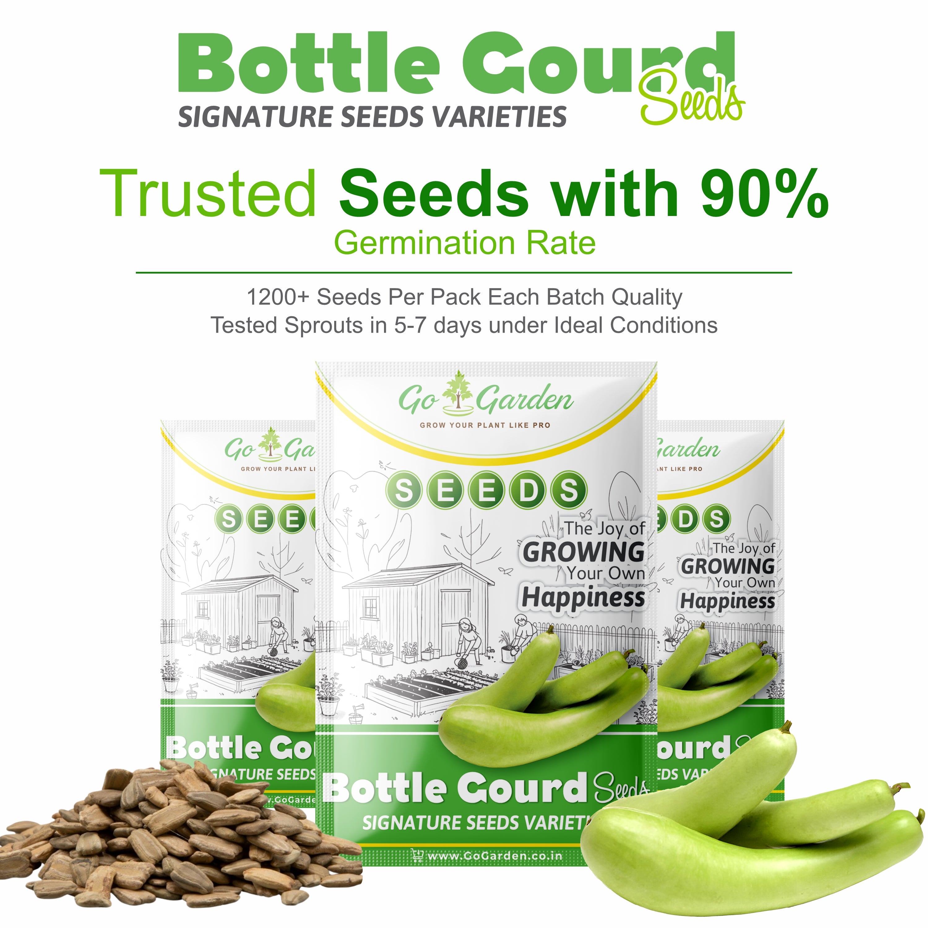 Bottle Gourd seeds Loki Vegetable Seeds ( Pack of 10g, 80+ Seeds)