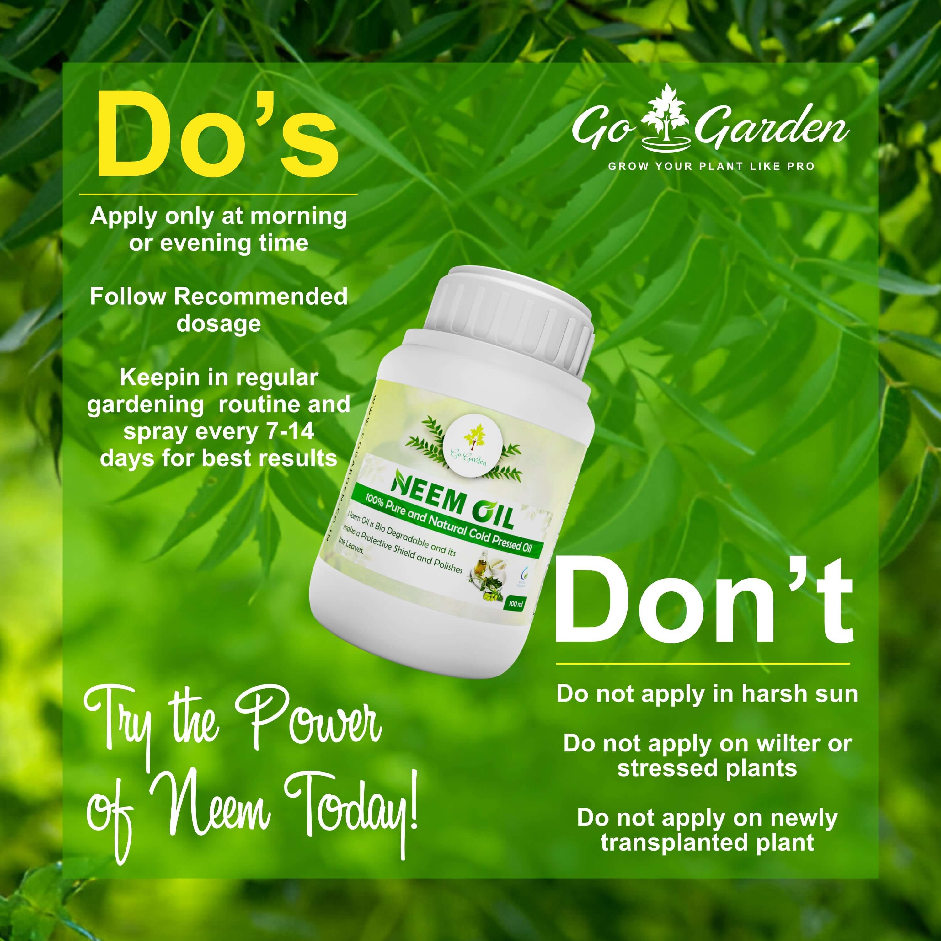 Neem Oil for Plant Pest Control Water Soluble – Organic Pesticide for Plants and Flowers use for Plants Insects pesticides 100 ML