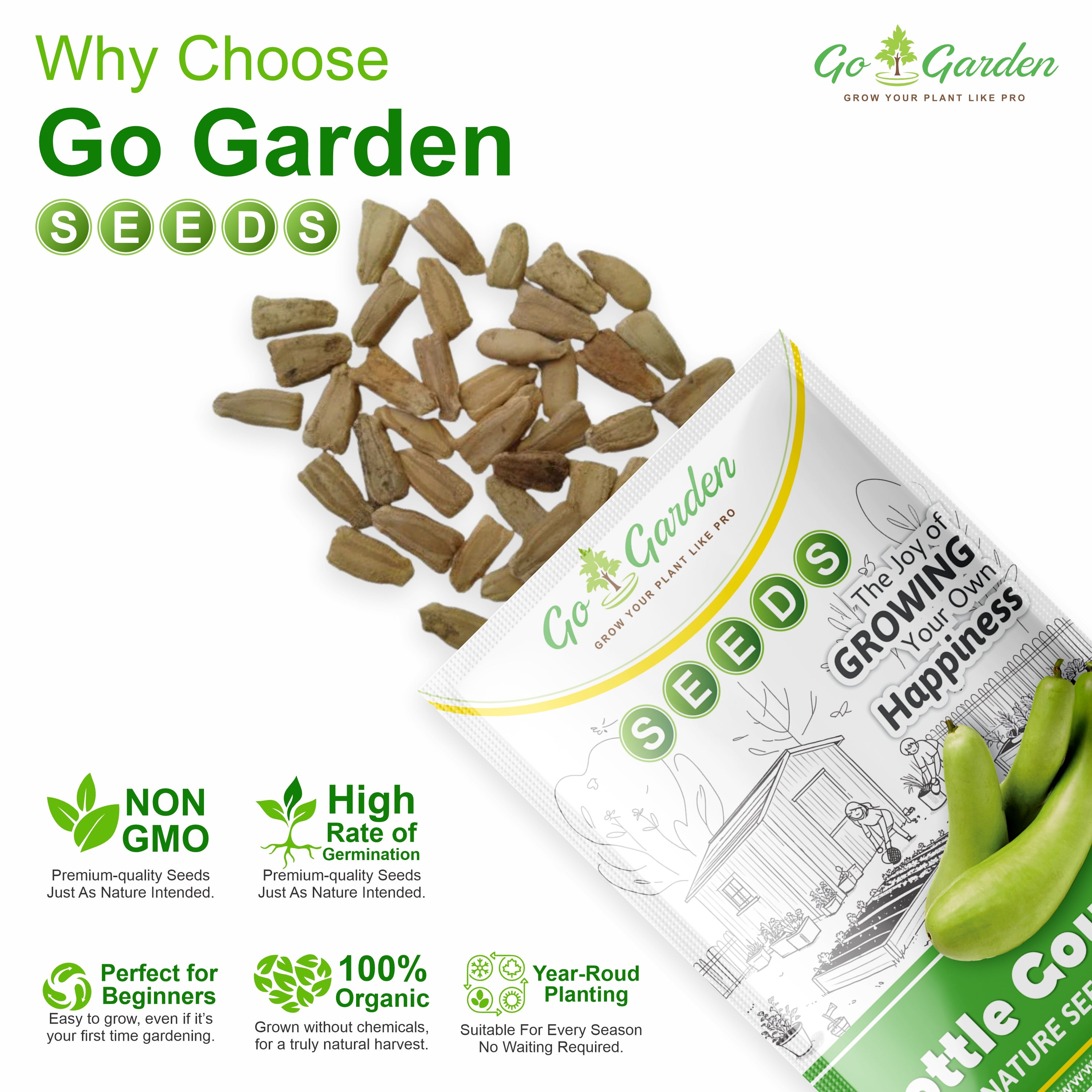 Bottle Gourd seeds Loki Vegetable Seeds ( Pack of 10g, 80+ Seeds)