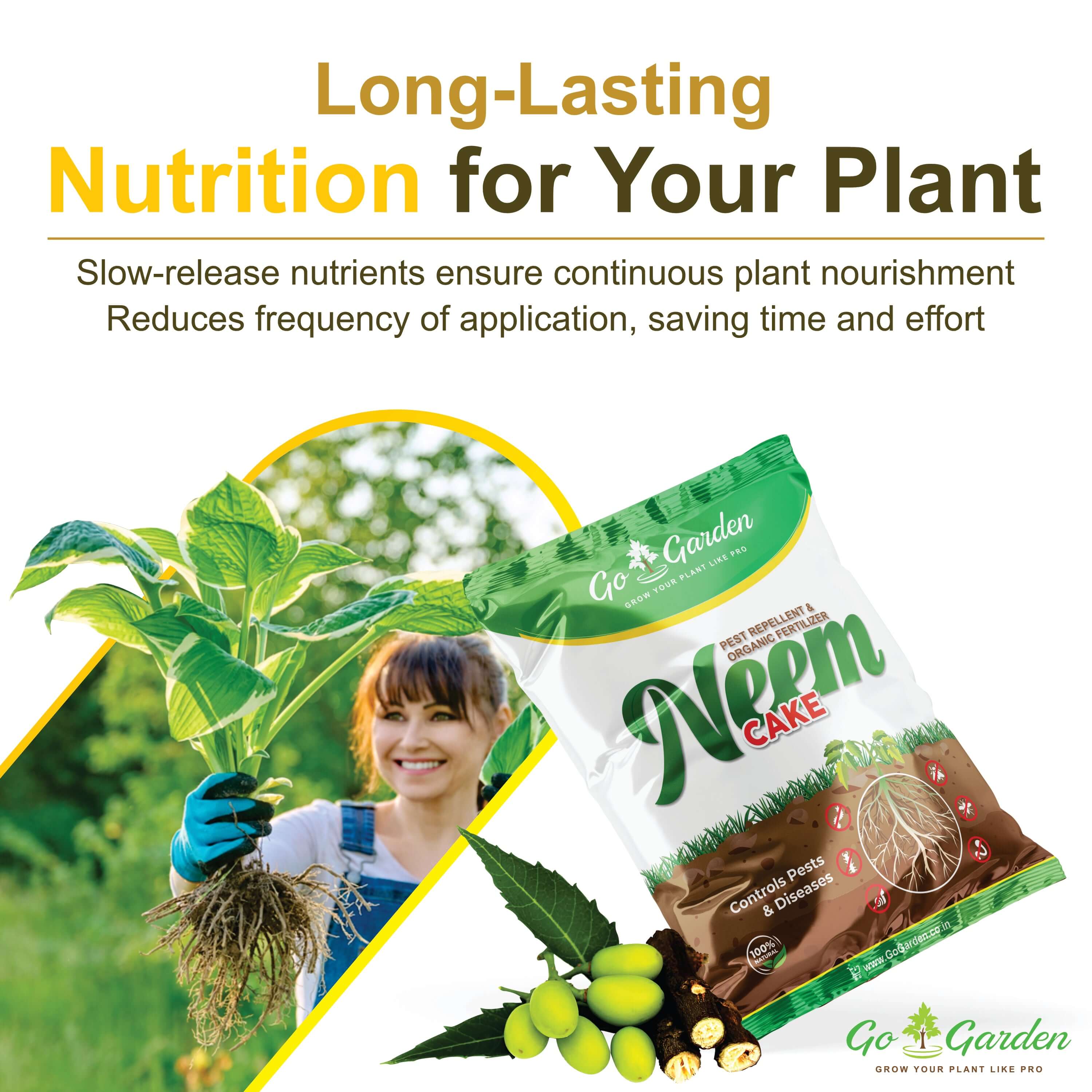 Neem Cake Powder for Plants and Home Garden 100% Organic Fertilizer and Pest Repellen