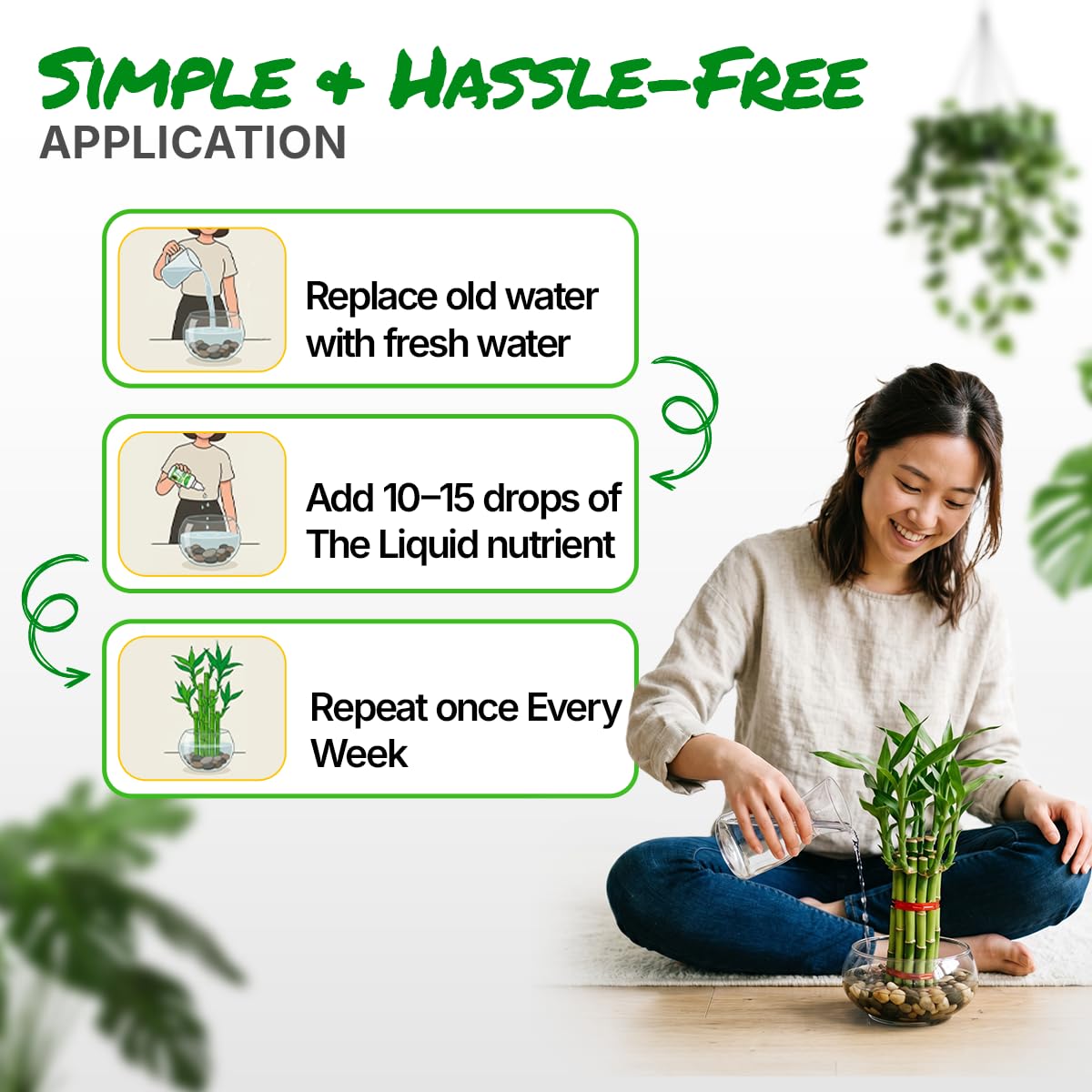 Bamboo & Aquatic Plant Food Liquid | Nutrients for Lucky Bamboo, Money Plant & Water Plants | Faster Growth & Greener Leaves | Easy Drop Application | 50 ml x1