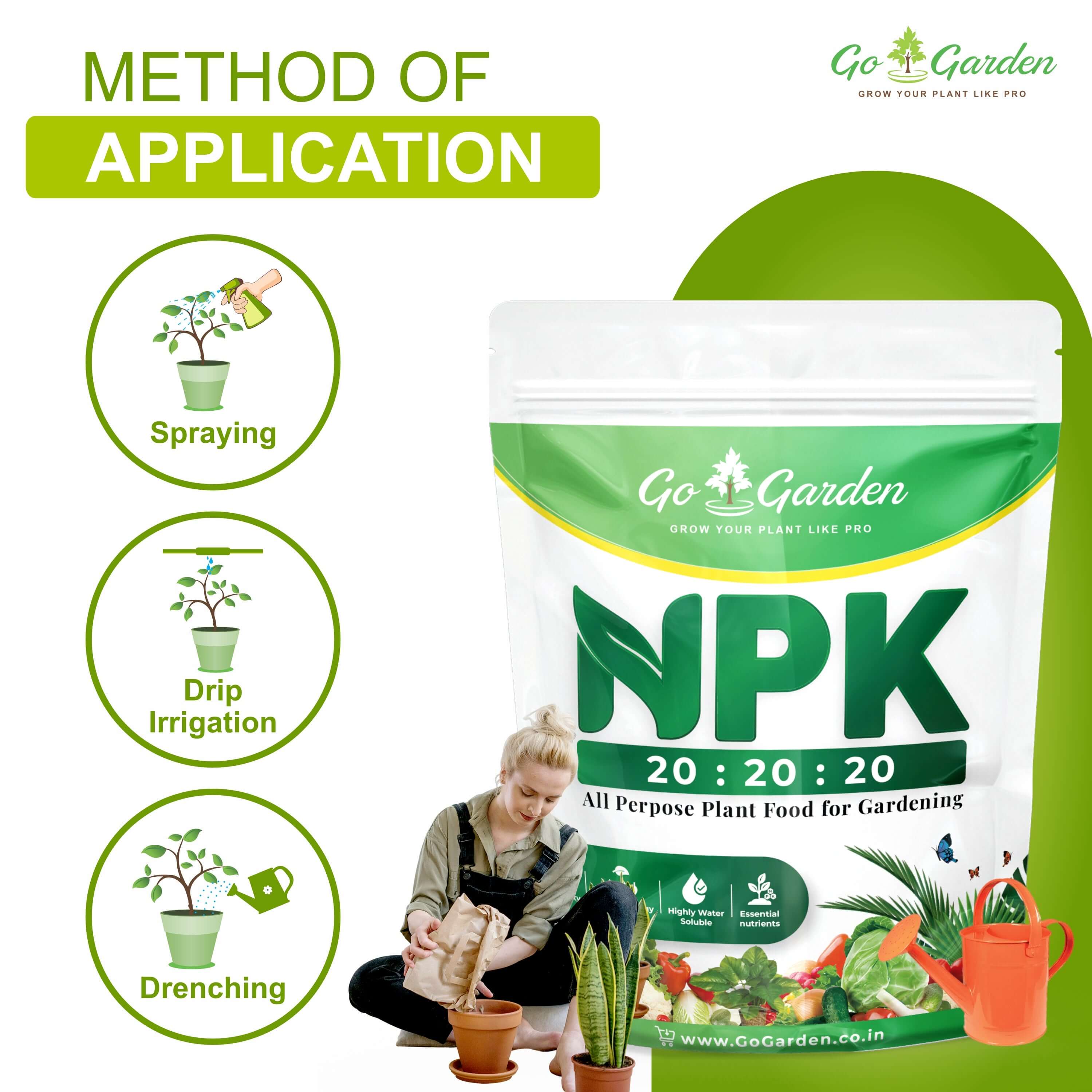 NPK 20 20 20 Water Soluble Granules Fertilizer for Plants or Abundant Flowering and Plant Growth, Fertilizer for Home Plants 100% Water Soluble