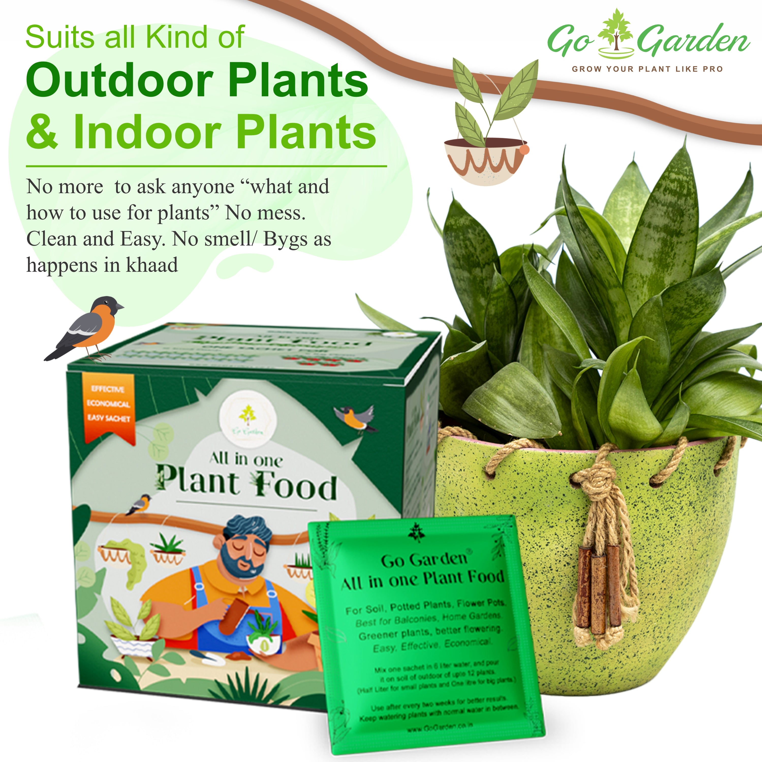 All Purpose Plant Food, Mixed Fertilizer for House Plants, Complete Nutrition with Micronutrients – for Better Plant Growth, 10 sachets, 250 gm