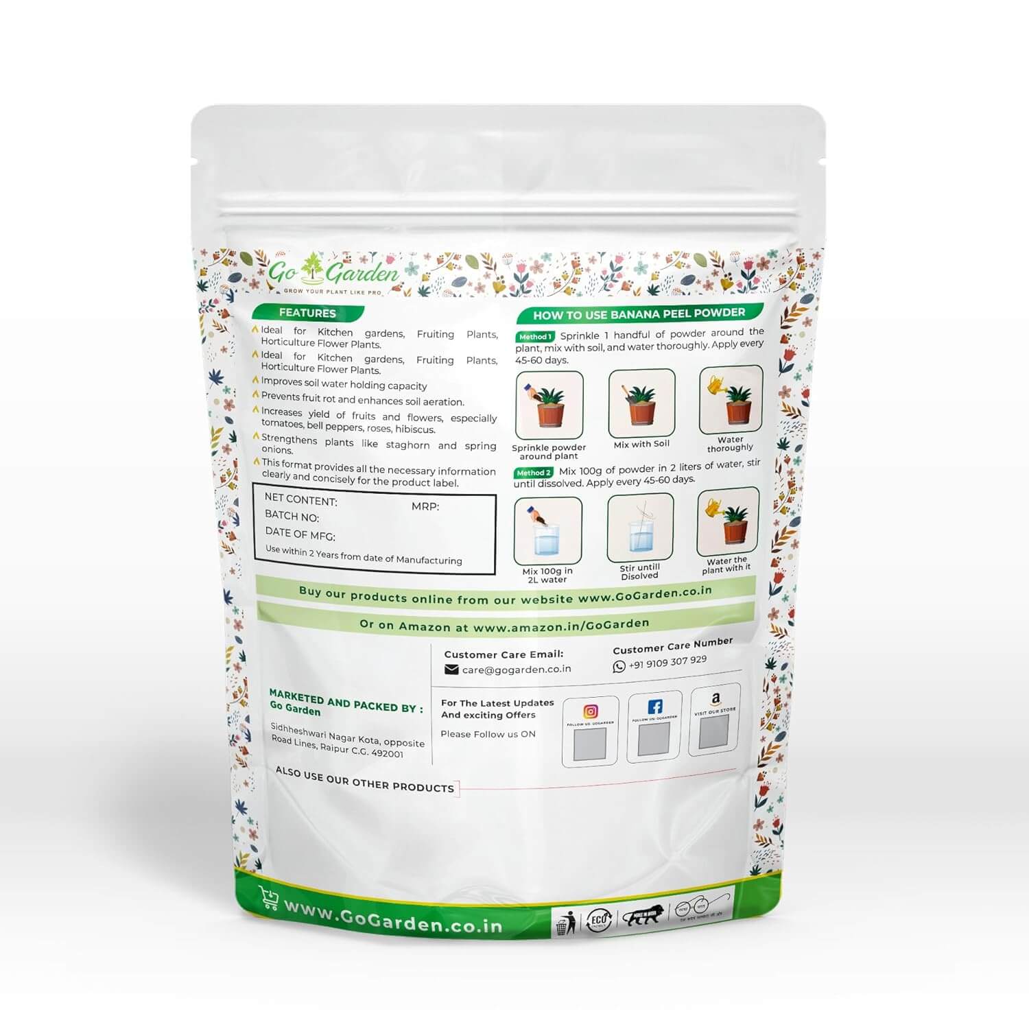 Banana Peel Powder Fertilizer for Plants | Pure & Natural Bloom Booster | Organic Fertiliser for Home Garden - Slow Releasing | Natural Growth Promoter | Flower & Fruit Booster