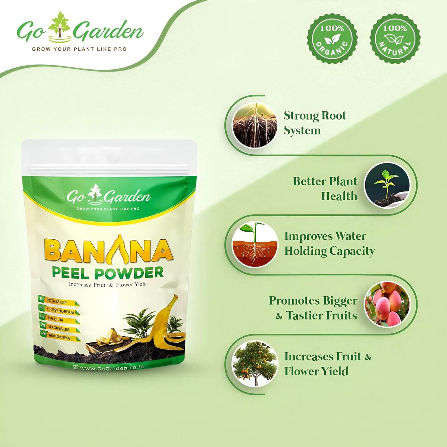 Banana Peel Powder Fertilizer for Plants | Pure & Natural Bloom Booster | Organic Fertiliser for Home Garden - Slow Releasing | Natural Growth Promoter | Flower & Fruit Booster