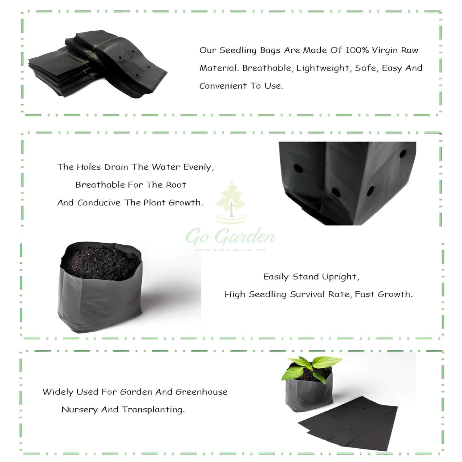 Big Size 20 X 20 Inch Grow Bags for Terrace Gardening, Large Plants, and Trees Ideal for Leafy Vegetables and Hybrid Plants