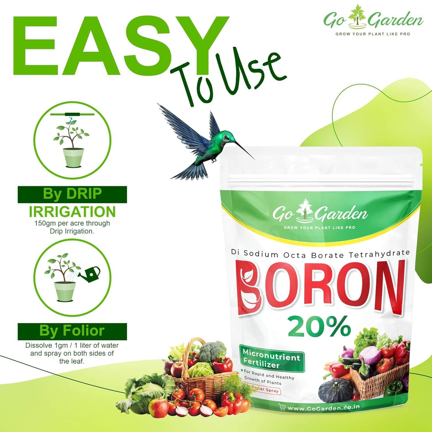 Boron 20% Micronutrient Fertilizer - Boosts Vegetable Growth