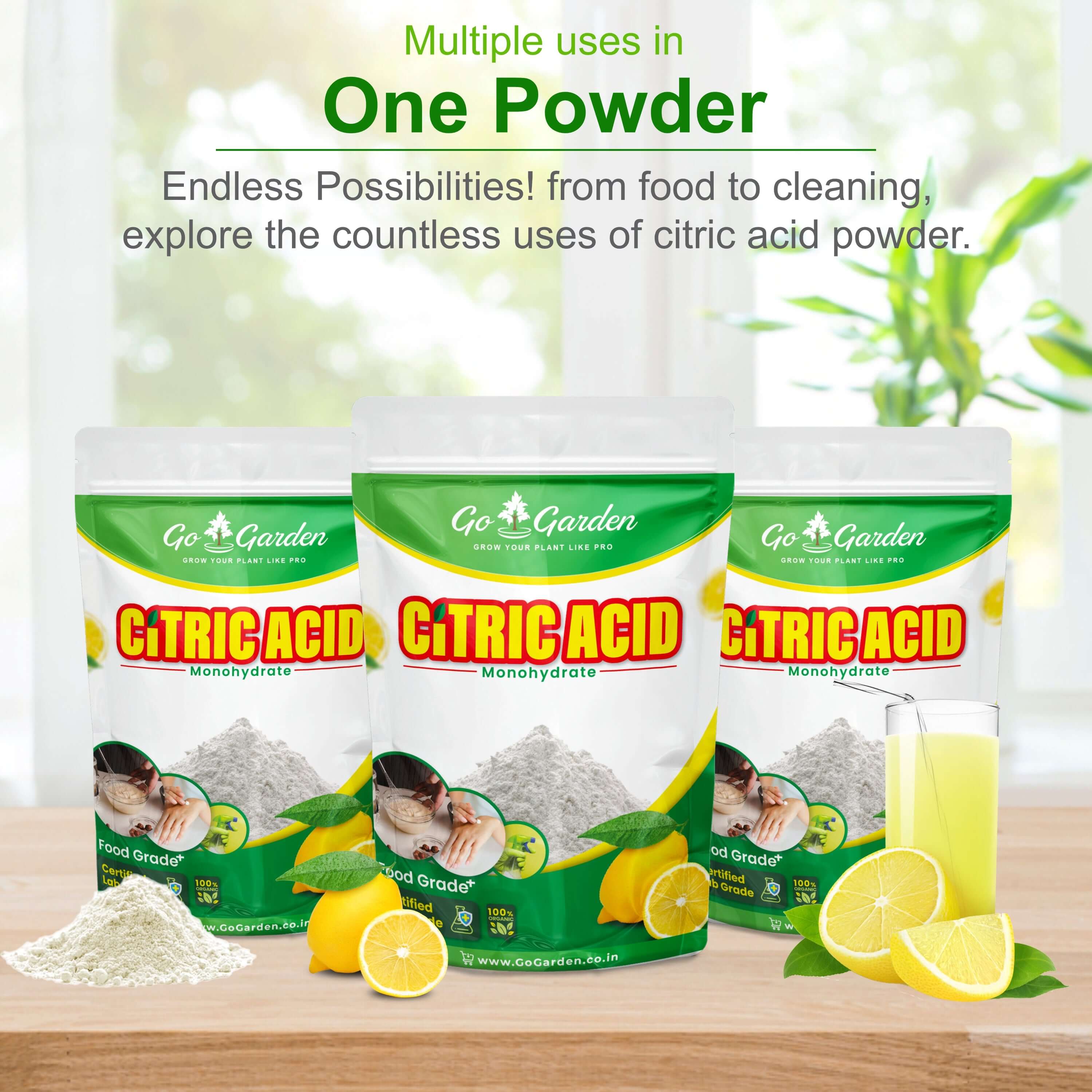 Go Garden 100% Pure Citric Acid Powder for Cleaning