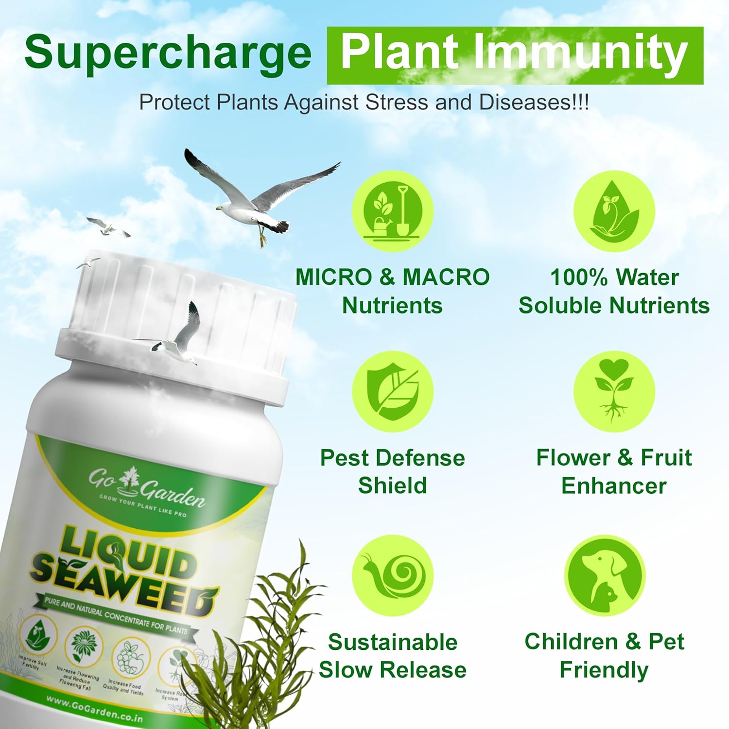 Seaweed Fertilizer for Plants Liquid Concentrate 100% Organic Fertilizer for Plant and Garden Purpose