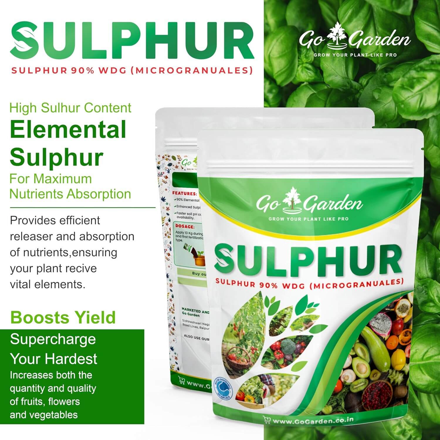 Go Garden Sulphur 90% WG Micronutrient Fertilizer 900G