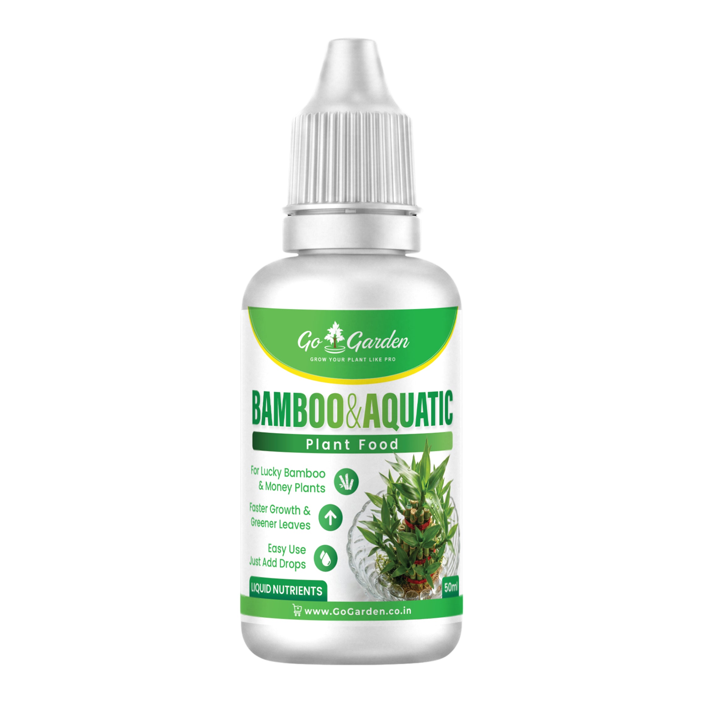 Bamboo & Aquatic Plant Food Liquid | Nutrients for Lucky Bamboo, Money Plant & Water Plants | Faster Growth & Greener Leaves | Easy Drop Application | 50 ml x1