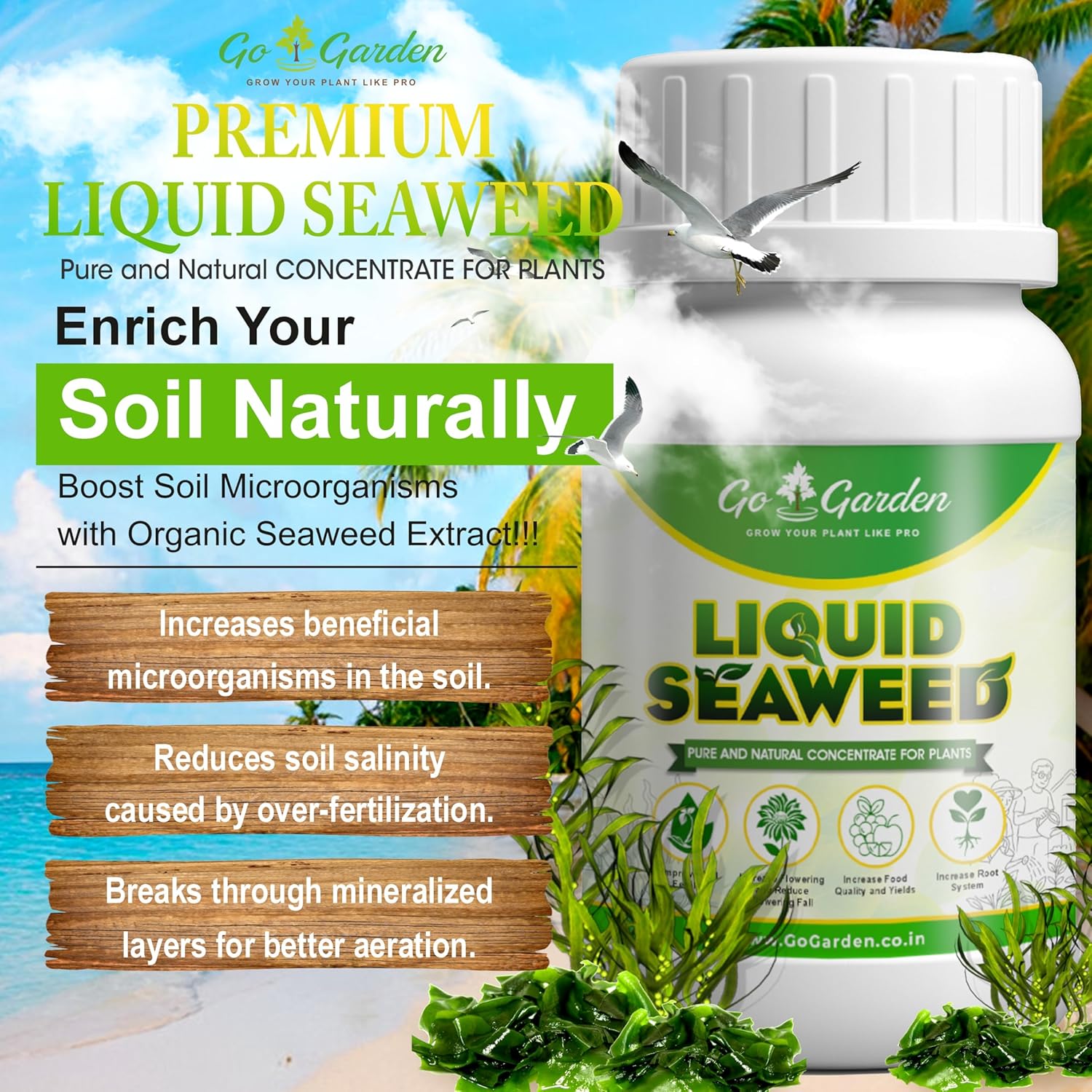 Seaweed Fertilizer for Plants Liquid Concentrate 100% Organic Fertilizer for Plant and Garden Purpose