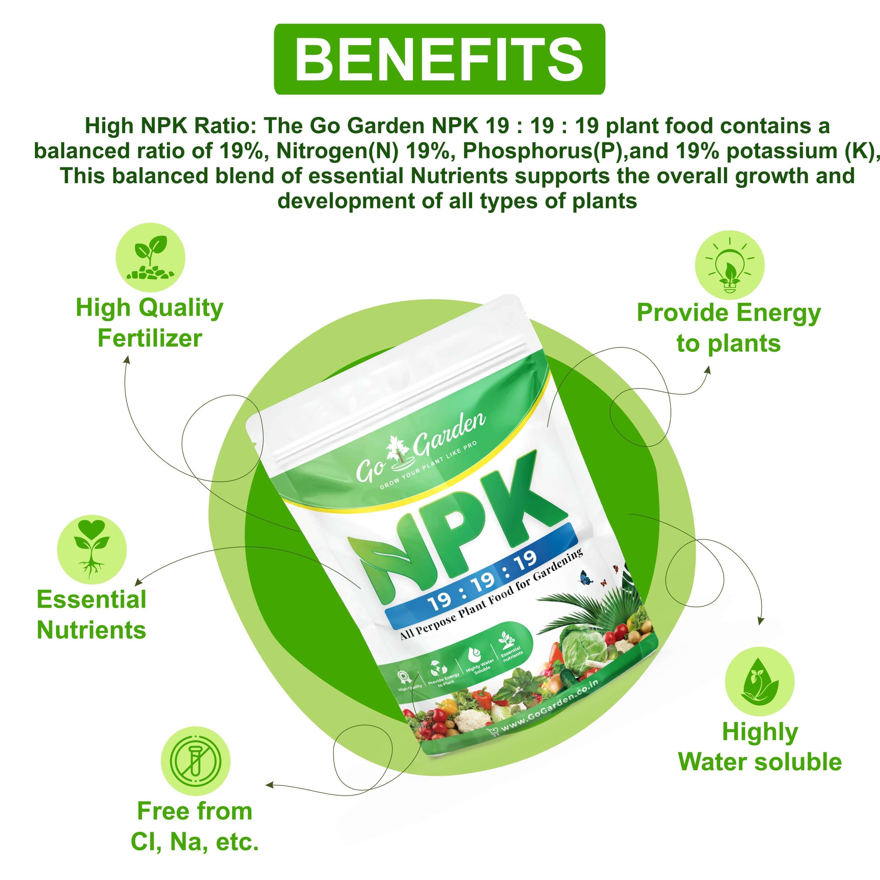 Go Garden NPK 19 19 19 Fertilizer for Plants and Gardening Purpose (450G)