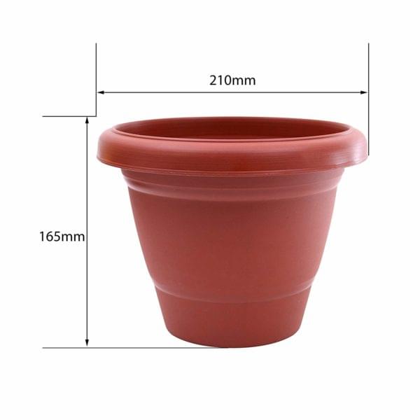 Gardening Flower Pots – 8″ Round Garden Plastic Planters in Terracotta Color – 6 PCS