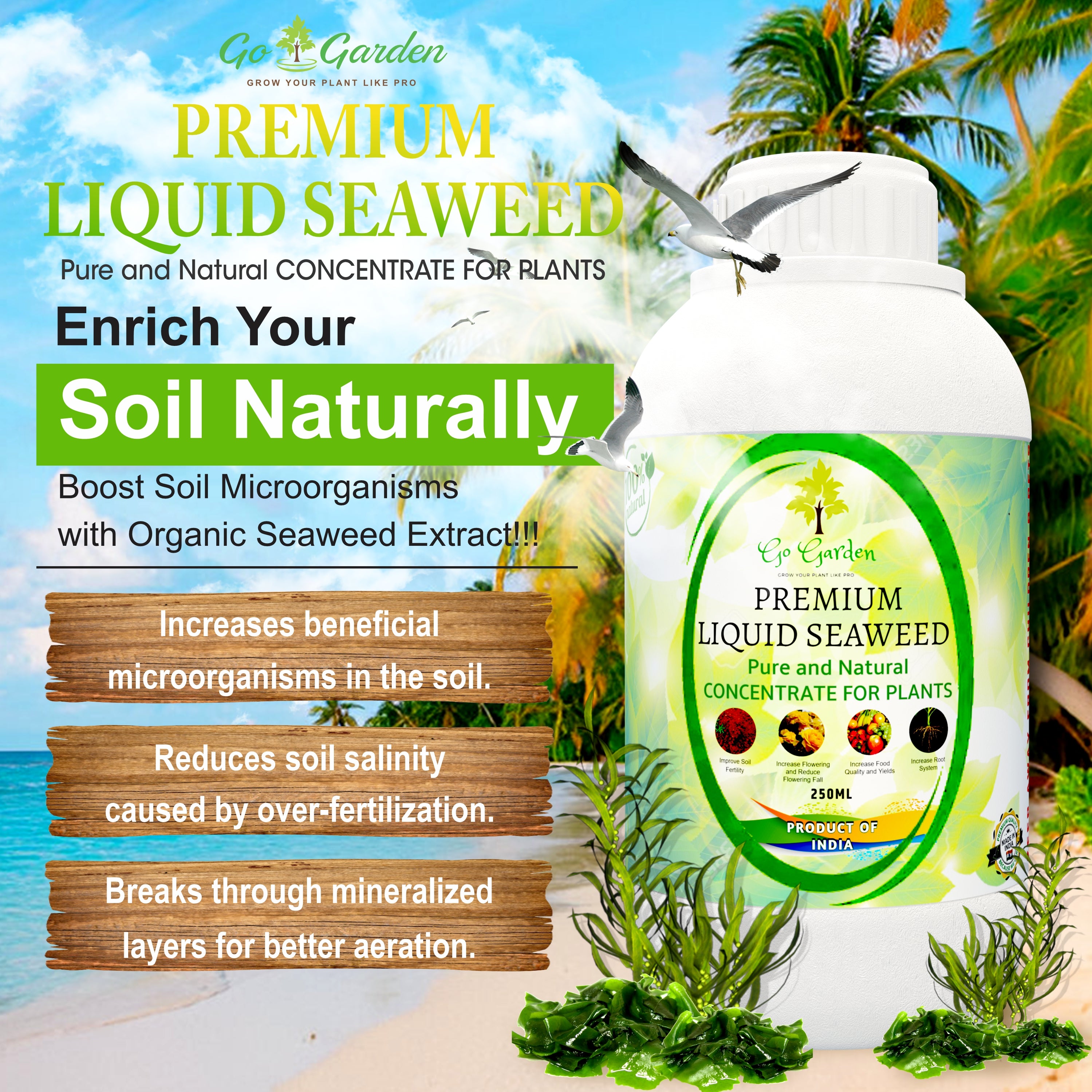 Seaweed Fertilizer for Plants Liquid Concentrate 100% Organic Fertilizer for Plant and Garden Purpose 250ML