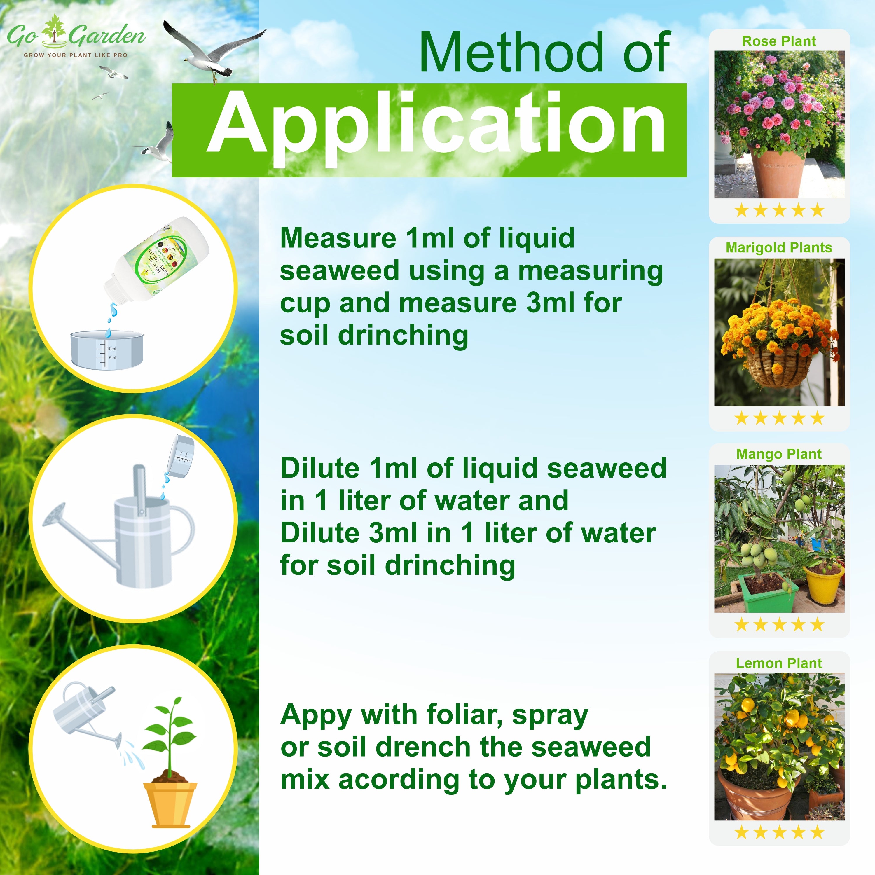 Seaweed Fertilizer for Plants Liquid Concentrate 100% Organic Fertilizer for Plant and Garden Purpose 250ML